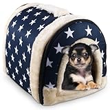 WIYETY Katzenhaus Hundehaus für drinnen, Faltbare Katzenbetthöhle, Katzen Katzenhöhle mit Rutschfestem Boden, Wasserdicht Und Warm Hundehöhle, Katzenbetten für Hauskatzen (Blau, S, 37x32x30cm)