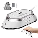 Newbealer Mini Reisebügeleisen mit umschaltbarer Spannung-220V/120V, Kompaktes Bügeleisen für Kleidung (kein Dampf), Keramikfläche, 150 °C Heißpress mit Sprühflasche, Beutel und Silikonständer, Silber
