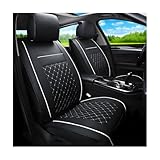 CGEAMDY Sitzbezug Set Universal, Luxus Wasserdicht Autositzschutz, Auto-Sitzbezüge Vordersitze Kunst Leder, Pu-Leder-Autositzabdeckungen Vorne, Wasserdichtes Autositzbezüge Geprägten(Schwarz&Weiß)