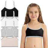 flintronic 4 Pack Mädchen Sport BH, Bustier Baumwolle, Teens U-förmiger Rücken Unterwäsche, Top Bustier, für 8-15 Jahre Kinder, L