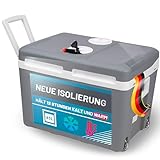 45 Liter Kühlbox elektrisch 12V 230V KÜHLEN und WÄRMEN Thermoelektrische Kühlbox mit Rollen Auto LKW, Mini-Kühlschrank, Thermobox für Auto, Boot, Camping leise ECO Modus