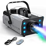 UKing 1200W Mini Nebelmaschine mit 6 RGB LED Steuerbaren Lichtern, Rauchmaschine mit Fernbedienung und 1L Tank für Halloween, Outdoor, Hochzeit, Party, Theater, Disco, Club