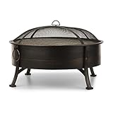 Blumfeldt 2-in-1 Feuerschale - Feuerschale für den Garten mit Edelstahl-Grillrost, Feuerschalen FireView Concept, Funkenschutz, Trageringe, Schürhaken & Grillrost, Stil: Catania, schwarz