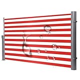 Einziehbare Seitenmarkise, wasserdicht und UV-beständig, 180 g Polyester, verstellbar, Höhe 120 cm, Länge 200 cm, für Terrasse, Hinterhof, Balkon, D 140 x 500 cm