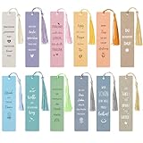 BETESSIN 12x Lesezeichen Papier - Motivations Lesezeichen mit Inspirierenden Sprüchen und Quasten - Geschenke für Schüler, Lehrer, Buchliebhaber, und Mitgebsel für Buchhandlungen