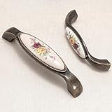 SZLXJMFL Küchengriffe Lang, 2 Stück Schubladengriffe Hochwertige Keramik | Gebürstet, Farbe: Bronze, Möbelgriffe Lochabstand: 96-128mm Türgriffe Griffe für Küchenschränke Schrankgriffe 128mm/5in