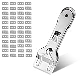 Glasschaber Feld, mit 48 Stück Doppelseitige Schaberklingen, Ceranfeldschaber Ersatzklingen, Ceranfeldschaber Metall, Klingen für Ceranfeldschaber, Schaber Ceranfeld, Ceranfeld Kratzer