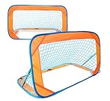 Kapler Fussballtore 2er Set für Garten Kinder Pop-up-90x60x60cm Gelb-Robuster Flachstahlrahmen und Glasfaserstab - Einfache Montage - Wetterfestes Polyester.