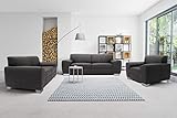 DOMO Collection Ricardo Sofa, 3-Sitzer Couch, Garnitur in Kunstleder, schwarz, 220x89x81 cm