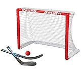 BAUER - Knee Hockey Tor Set inkl. Sticks & Ball I Outdoor-/Indoor Tor I Inline-Hockey I Tor für Hockeybälle & Pucks I Streethockey-Training I Feldhockey I inkl. 2 Mini Sticks & Schaumstoffball - Rot