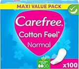 Carefree Slipeinlagen Cotton Feel Normal mit Aloe Vera Duft, 100% atmungsaktiv für ein langanhaltendes Frischegefühl, Größe Normal, 100 Stück