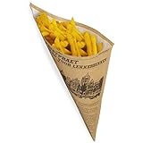 500 Papierspitztüten Pommestüten braun 2-lagig 19cm 125g Pommes - Zeitungsmotiv'Lekkerbekken'