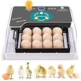 Brutautomat Vollautomatisch 12 Eier mit Automatische Feuchtigkeitsregelung und Temperaturkontrolle Eierinkubator für zu Hause Inkubator Hühner Vollautomatisch Temperature für Hühner Enten andere