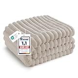 BEDSURE Kuscheldecke für Zimmer Deko - Wolldecke & Fleecedecke, Sofadecke, Weiche Warme Grobe Korddecke für Couch, Wohn- & Kuscheldecken, Tagesdecke, Beige, 150 x 200 cm