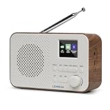 Tragbares DAB+-Radio mit Bluetooth | Wiederaufladbarer Akku mit 15 Stunden Spielzeit oder Netzbetrieb | Farbdisplay Kleines DAB-Radio mit Wecker, UKW, 40 Voreinstellungen, Kopfhöreranschluss | LEMEGA