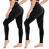 CAMPSNAIL 2er Pack Leggings Damen Schwarz High Waist Sportleggins Blickdicht Sporthose für Gym Yoga（2er Pack- Schwarz，S-M