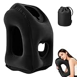 Behogan Reisekissen, Nackenkissen Flugzeug Aufblasbar, Flugzeug Kissen Tragbar Travel Pillow Faltbar Komfortabel, Nackenhörnchen, Nackenkissen zum Schlafen auf dem Flugzeug Zug Zuhause Büro, Schwarz