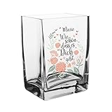 Herz & Heim® Moderne Glasvase mit Kompliment für Mama - die Beste Geschenkidee zum Muttertag Wie schön Transparent