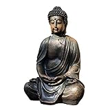 CJJDP Dekoration Meditative Buddha-Statue, Tempel-Garten-Statue, Vintage-Buddha-Kopf-Statue, Polyresin, 38 cm