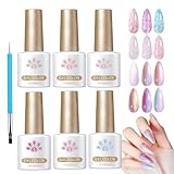 Nagelgel Politur, Nagellackgel - Glitzer -Nagellack | 6 Farben Glitzer Top Coat Fingernail Art Maniküre Vorräte für Frauen, Zuhause oder Salon verwenden
