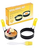 JUKOTA 2 Stück Spiegeleiform und eine Bürste für Die Pfanne Maker Eierformer für Gekochte Eierpfanne Pancake Pfanne Silikonform zum Pancake Form Pochierte Eier Form Automatischer