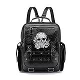 Yjcnelcr Damen-Rucksack mit Totenkopf-Motiv, Schulrucksack, Laptoprucksack, großes Fassungsvermögen, Reise-Tagesrucksack, siehe abbildung