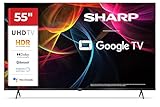 SHARP 55HL4365E – Google TV, 55' UHD, Rahmenlos, 60 Hz, HDR10, Dolby Vision HDR, Google Assistant mit Mikrofon, Chromecast, Bluetooth, Dolby Atmos 2x12 W, HDMI 2.1 x4, USBx2, Farbe Schwarz