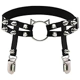 Ipetboom Gothic Punk Riemen mit Nieten Verstellbare Sockenhalter für Damen für Gothic Punk Mode Partys Cosplay Besondere Anlässe