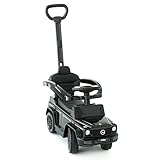 LEMODO Rutschauto mit Schiebstange ab 1 Jahr | Rutschfahrzeug mit Sicherheitsbügel | Schiebeauto Mercedes | Lenkung via Stange möglich | Staufach | Fußablage | Sound