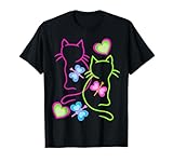 Katze Katzen Schmetterlinge Frühling Kinder Kind 80er 90er T-Shirt
