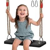 REDCAMP rutschfestes wetterfestes Schaukelbrett, Schaukelsitz Outdoor mit 180cm höhenverstellbarem Seil, Brettschaukel Schaukel Garten für Kinder bis 90 kg, ab 3 Jahren, Hartgummi, Schwarz