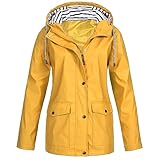 Awrvia blitzangebote des tages Damen Regenjacke Lange Regenparka PU Leicht Jacke Wasserdicht Regenmantel Winddicht Travel Softshelljacke Fahrrad Gestreiftes Innenfutter Übergangsjacke Sport