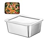 Xistuoz Rechteckige Frischhaltedosen – Metall-Lebensmittel-Aufbewahrungsbox, sicher, luftdicht und auslaufsicher, wiederverwendbar, lebensmittelechter Edelstahl, Lebensmittelbehälter für Reste zu