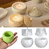 4 Stück Silikonformen Gießformen Weihnachten,Silikonformen Gießformen Kerzenhalter,Schneeflocke Ball mit Deckel,Schmuck Box für Beton, 3D Gips Epoxidharz Formen, Gießen für Kerzenhalter Vorratsgefäß