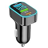 3-Port USB Auto C Ladegerät, 66W Zigarettenanzünder Schnellladegerät Adapter, QC3.0+PD+2.4A USB mit LED Voltmeter mit iOS, Android, Samsung, Tablet und Allen Smartphones