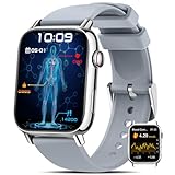 BANLVS Smartwatch Herren Damen mit 𝐁𝐥𝐮𝐭𝐳𝐮𝐜𝐤𝐞𝐫/𝐄𝐂𝐆/𝐇𝐑𝐕, 1,83' Gesundheitsuhr mit 150+ Sportmodi, Herzfrequenz, SpO2, Schlafmonitor, IP68 Fitness Tracker Uhren für iOS Android Silber