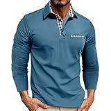 Poloshirt Herren Langarm Regular Fit Polo Langarmshirt Mit Tasche Klassisches Baumwolle Leichtes Casual Poloshirts Herbst Winter Slim Fit Männer Hemd Sport Golf T-Shirt Freizeit Pullover A Hellblau XL