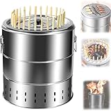 Tragbarer Holzkohlegrill - Edelstahl Schaschlikgrill mit Spießen BBQ Rost - für Indoor Outdoor Kochen und Camping