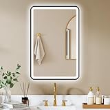 HOMCOM Badspiegel mit Beleuchtung 90x60 cm LED Spiegel mit 3 Lichtfarben Dimmbar, Hintergrundbeleuchtung Badezimmerspiegel mit Touchschalter, Memory-Funktion Beschlagfrei Schwarz