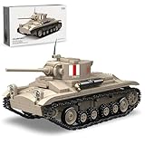 PlaySynthe Technik Panzer Bausteine Bausatz, Valentine.I Panzer Klemmbausteine, WW2 Militär Gepanzertes Fahrzeug Bausteine Modell, Geschenke für Erwachsene und Militärfans, 469 Teile