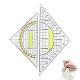 2 Stück Geodreieck,Geometriedreieck mit Griff,Dreieck Flexibel,Geodreieck Groß,Zeichendreieck,Winkelmesser,Dreikantmaßstab,Geometrie Griff Groß Dreieck für Studenten,Büro,Kartografieren Modellieren