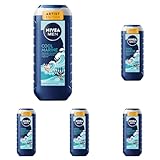 NIVEA MEN Cool Marine Artist Edition Duschgel, erfrischende Pflegedusche mit belebenden Meeresduft, 3in1 Duschgel für Körper, Gesicht und Haare (250 ml) (Packung mit 5)