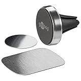 Goobay 38685 Magnethalterungs-Set / Handyhalterung für Auto Lüftung / Universal / Slim Design für Smartphone Autohalterung Schwarz / Silber
