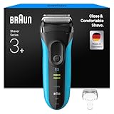 Braun Series 3+ Rasierer Herren Elektrisch, Elektrorasierer, 3 Flexible Klingen, Rasierapparat, Effizienter MicroComb Mitteltrimmer, Präzisionstrimmer, Nass- & Trockenrasierer für Männer, 3040si, Blau