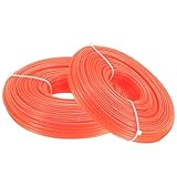 2 Rollen Rasentrimmer Faden 2,0 mm x 50m, Rasentrimmerfaden, Mähfaden 2,0mm, Trimmerschnur, Nylon Ersatz Trimmerfaden für Rasentrimmer Freischneider Fäden, Orange, 100 Meter insgesamt