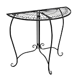 Spetebo Metall Beistelltisch halbrund schwarz - 80 x 71 cm - Wandtisch im Romantic Vintage Design - Garten Deko Tisch Balkontisch Gatenmöbel Blumentisch Pflanzenständer Halbtisch zum Anstellen