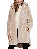 ONLY Damen Lange Teddy Kunstfell Jacke | Oversized Übergangs Parka mit Kapuze | Lamm Schaf Plüsch ONLSASCHA, Farben:Beige, Größe:XS-S