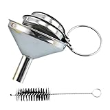 Trichter-Set aus Edelstahl, Metalltrichter für die Küche – Werkzeug zum Übertragen von Öl, Flüssigkeiten, Marmelade, trockene Zutaten und Pulver mit Reinigungsbürste zum Befüllen von Flaschen