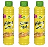 3x Kühne Senf mittelscharf - 875 ml Flasche