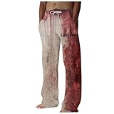 Problem Gelöst Jogginghose,Blutig Leinenhose Herren Lang,Sweatpants Gothic Trainingshose Mit Kordelzug Entsetzen Blutspritzer Loungehose Leicht Outdoorhose Soft Freizeithose Für Halloween Kostüm